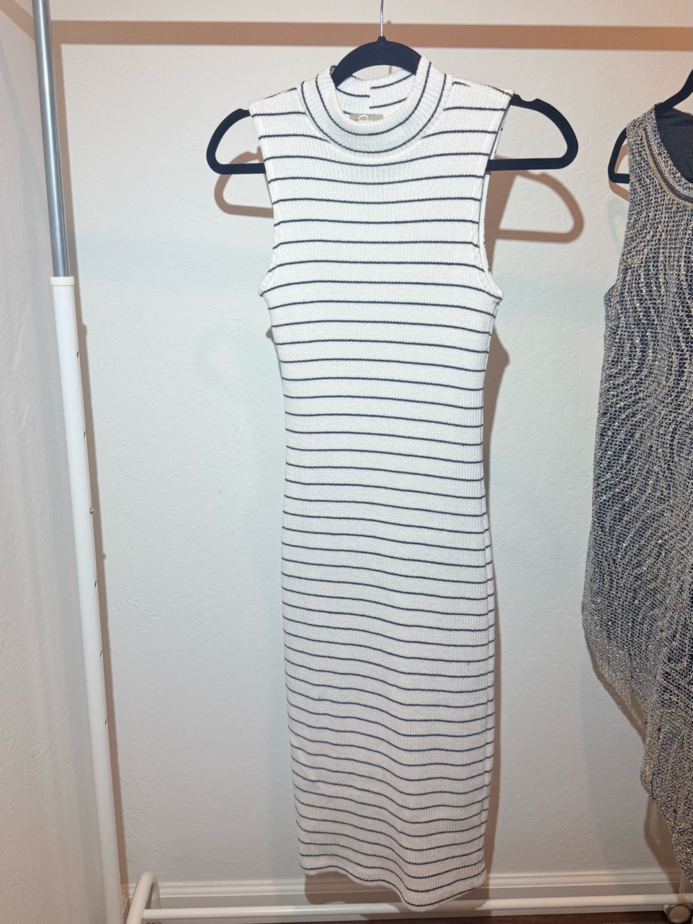 dolan White Sleeveless Striped Midi Dress